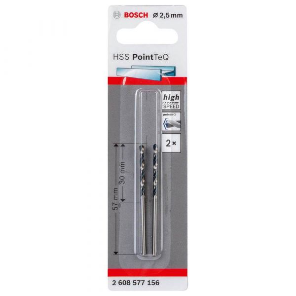 Broca para Metal Bosch Aço Rápido HSS-PointTeQ 2,5mm