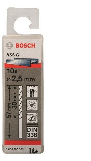 Broca para Metal Aço Rápido HSS-G 2,5mm Bosch 2608595053
