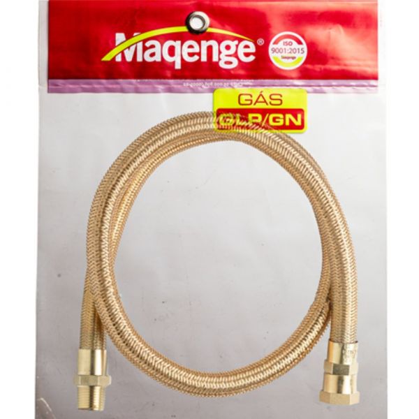 2 Metros de Mangueira Flexible Tomback GLP/GN 1/2(I) x 2000mm Rosca 1/2 BSPT(E) x 1/2 BSP(I) Maqenge