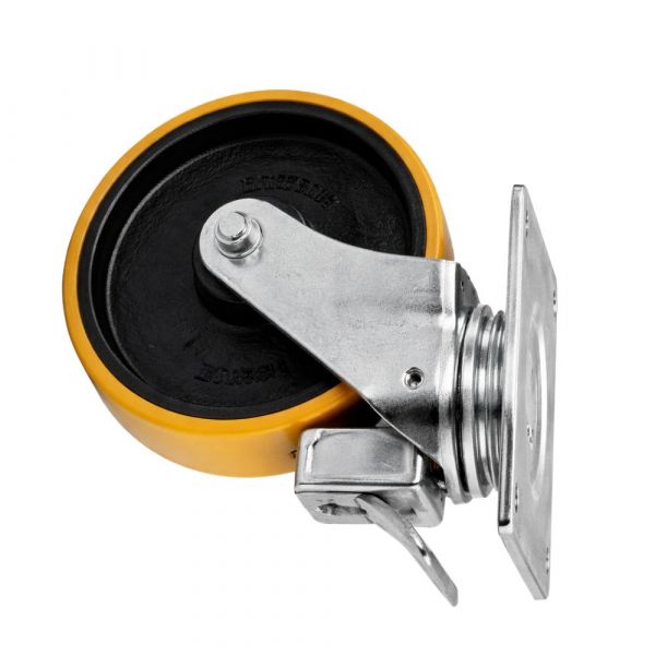 Rodízio 414 Placa Giratória com Freio Roda Ferro PU 300kg Colson