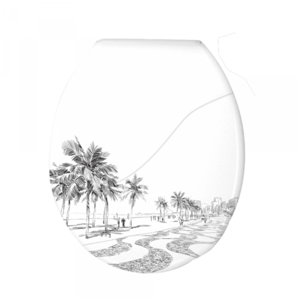 Assento Sanitário Almofadado Bellart Decorado Copacabana Branco 00990 Durin