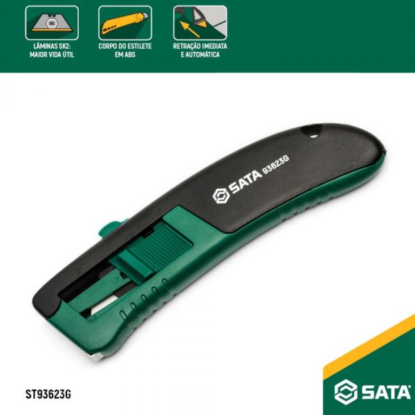 Estilete Reforçado Auto Retrátil Trapezoidal ST93623G Sata