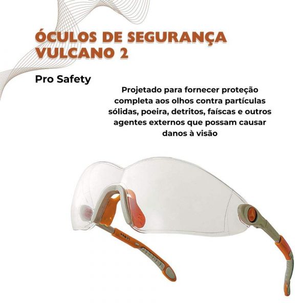 Óculos de Segurança Vulcano 2 Clear Delta Plus Pro Safety 