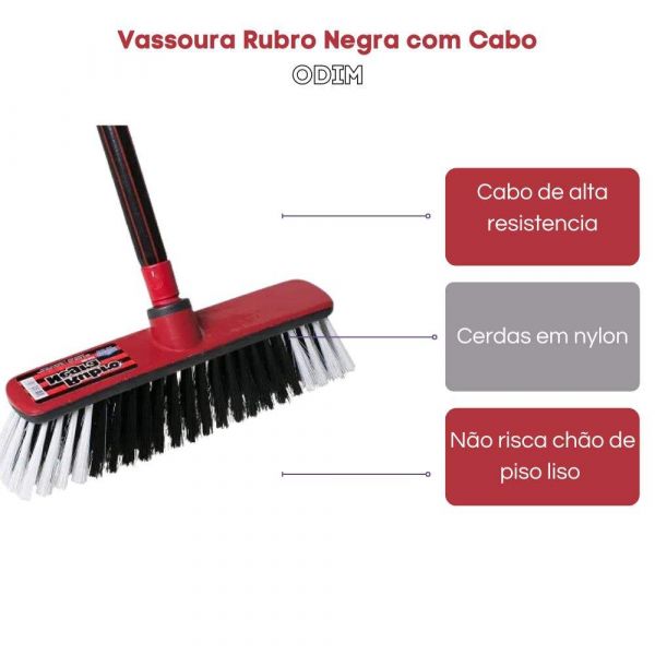 Vassoura Rubro Negra com Cabo Odim