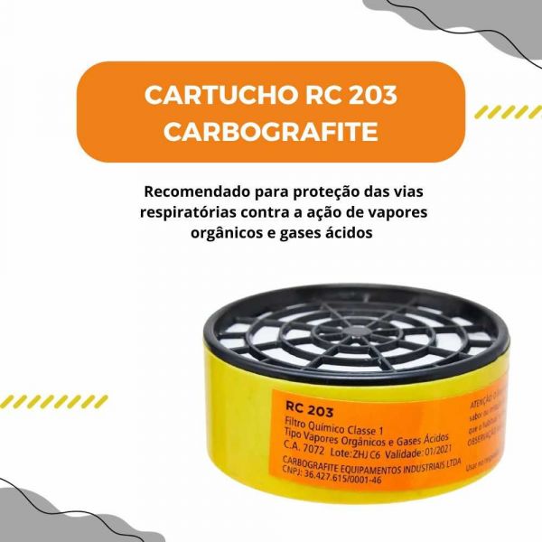 Cartucho Rc 203 Vapor Orgânicos Gases Ácidos Carbografite 