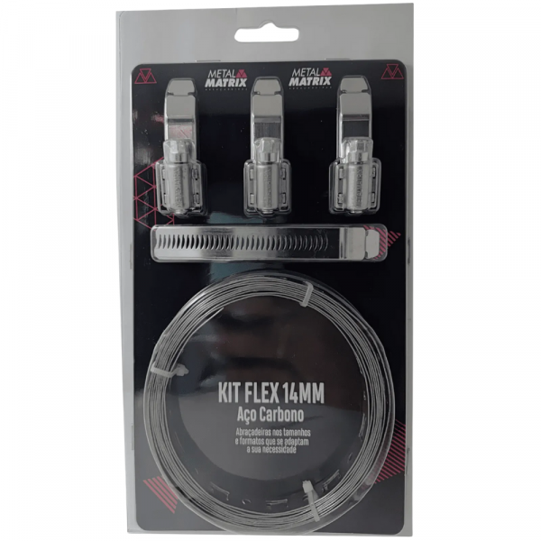 3 Metros de Abraçadeira Aço Carbono 14mm Kit Flex Metal Matrix