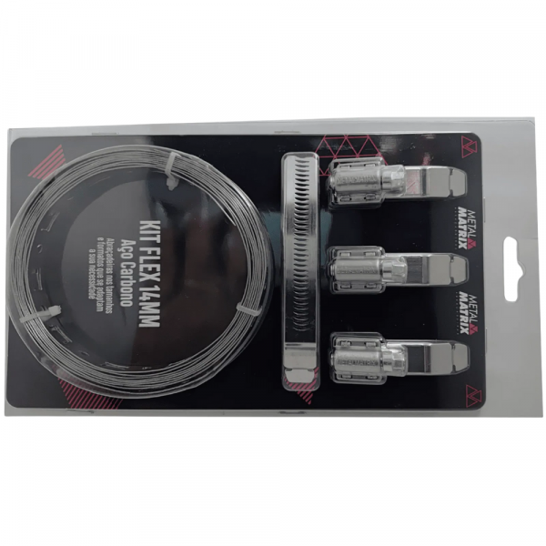 3 Metros de Abraçadeira Aço Carbono 14mm Kit Flex Metal Matrix