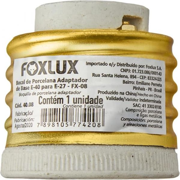Adaptador Porcelana para Lâmpada E-40 para E-27 Foxlux