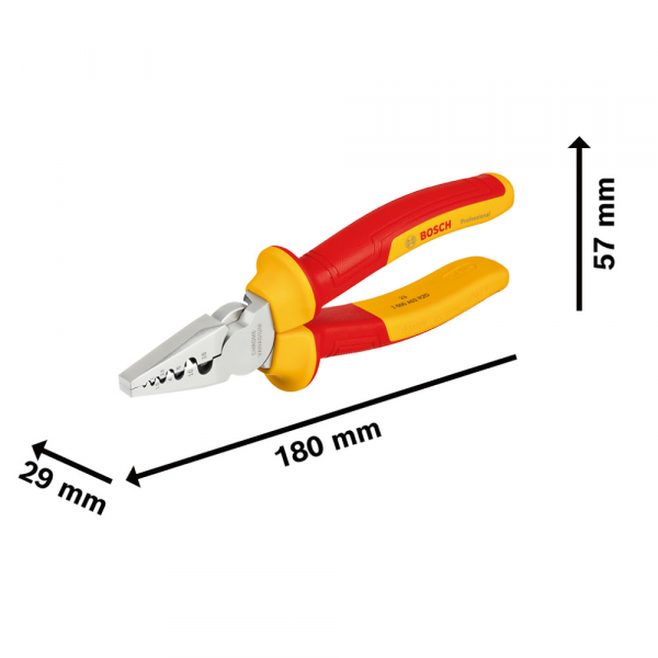Alicate de Crimpagem de Terminais VDE 180mm 2NE6 Bosch