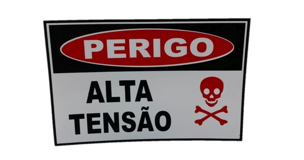 Placa de Sinalização 30 X 20 cm Alta Tensão