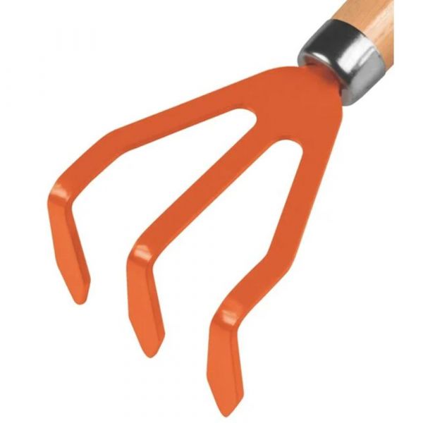 Ancinho Metálico com 3 Dentes com Cabo de Madeira Tramontina