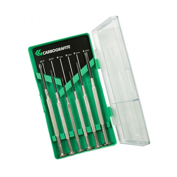 Jogo de Chave Precisão Fenda e Phillips 6 Peças- Carbografite