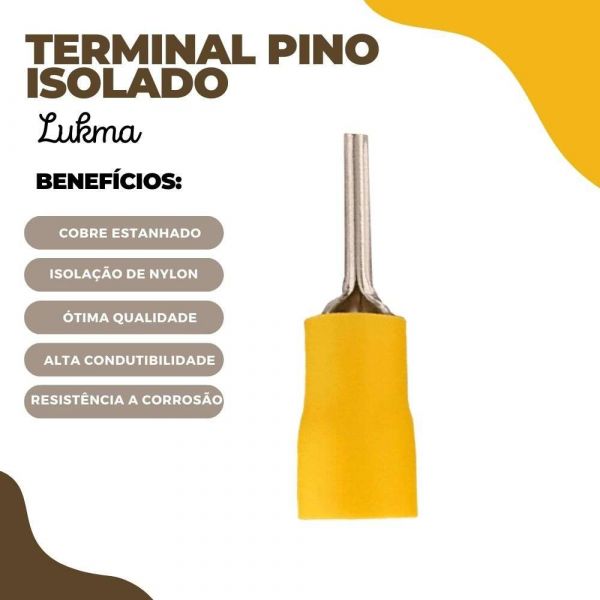 Terminal Pino Isolado Amarelo 4,0 a 6,0mm Lukma