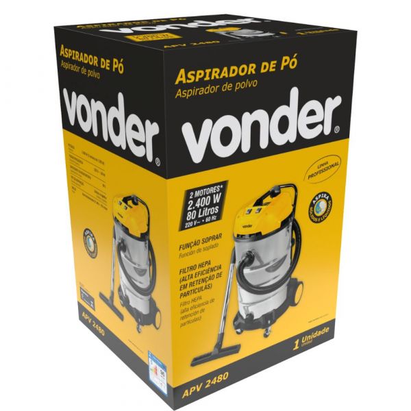 Aspirador de Pó e Líquidos 2.400W 80 Litros APV2480 220V Vonder