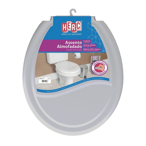 Assento Sanitário Almofadado Prime Cinza Herc