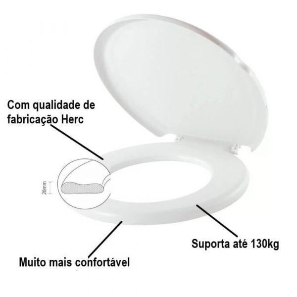 Assento Sanitário Almofadado Prime Cinza Herc