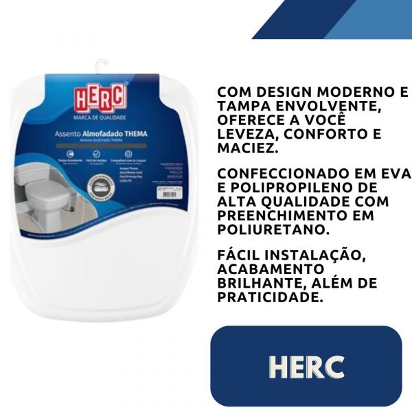 Assento Sanitário Almofadado Branco Thema Premium Herc