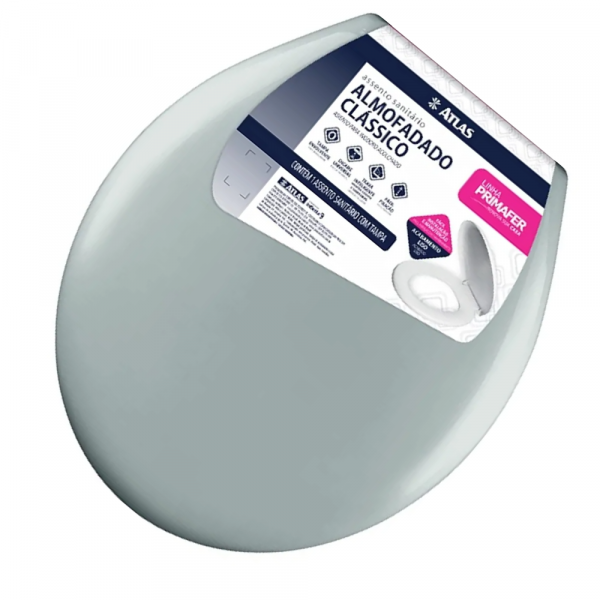 Assento Sanitário Almofadado Cinza Clássico PR1063-5 Atlas