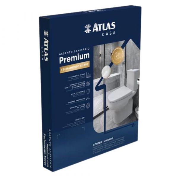 Assento Sanitário Fechamento Suave Oval Branco AT4063-2 Atlas
