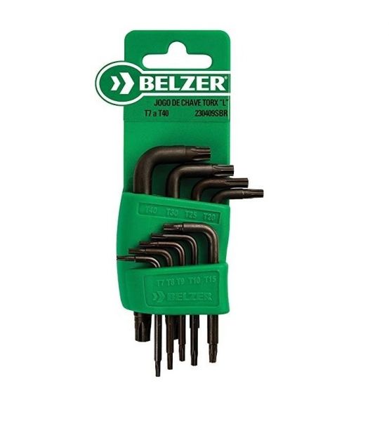 Jogo de Chave Torx L T7 a T40, 9 Peças- Belzer