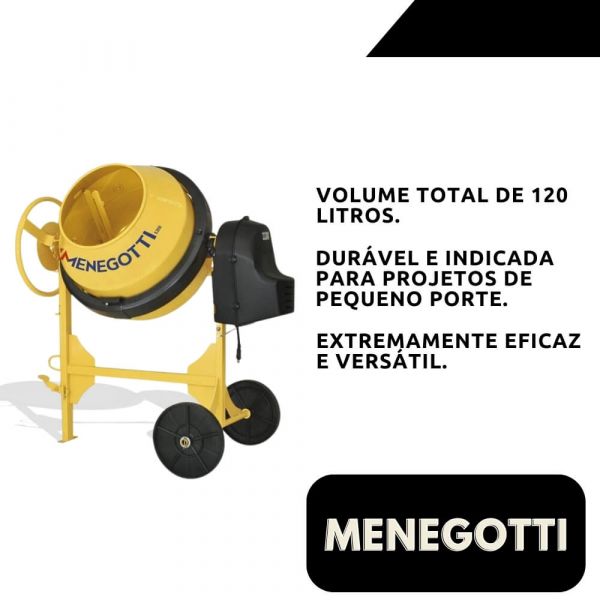 Betoneira Prime 120 Litros 1/2cv Monofásica Menegotti