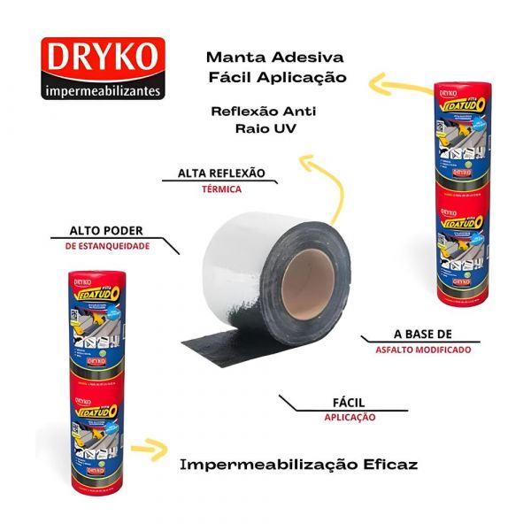 Fita Manta Asfáltica Adesiva Aluminizada 60x10m Dryko