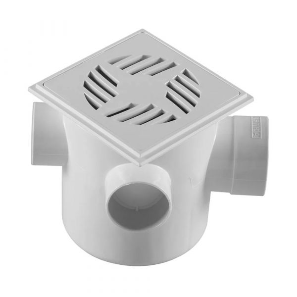 Caixa Sifonada Quadrada 10x12cm 3 Entradas Anti-Inseto Branca Astra