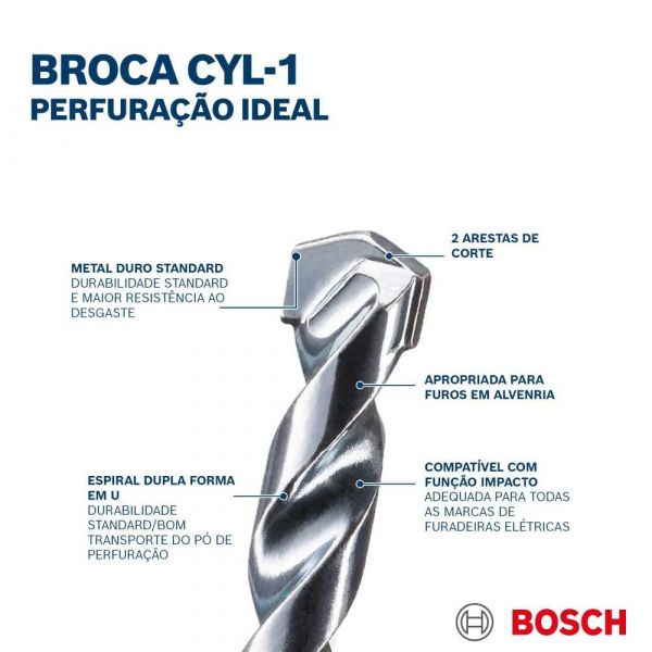 Broca Bosch CYL-1 para concreto Ø6 x 60 x 100 mm