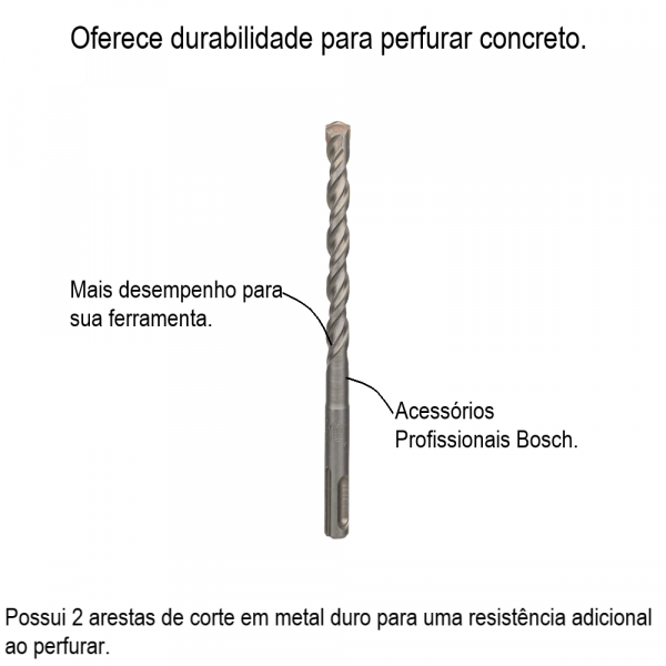 Broca Bosch SDS plus-3 para concreto Ø10 x 100 x 160 mm