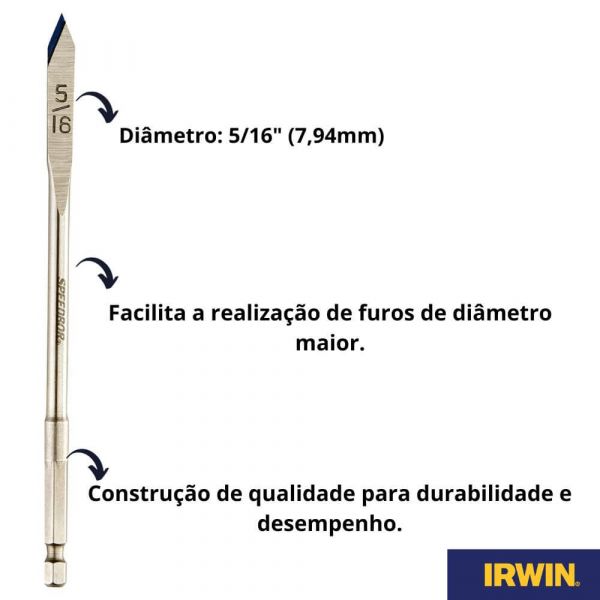 Broca Chata para Madeira Standard 5/16