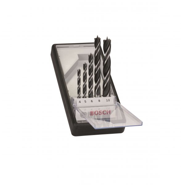 Jogo de Brocas Robust Line para Madeira 3 Pontas 4,0-10,0mm com 5 unidades Bosch