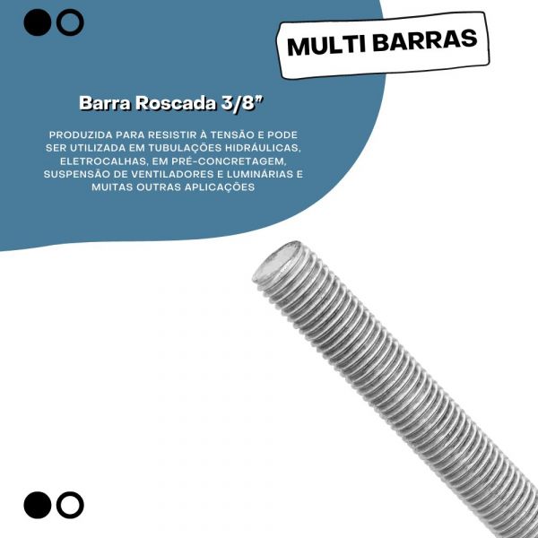 1 Metro Barra Roscada 3/8” NC Galvanizada Multi Barras