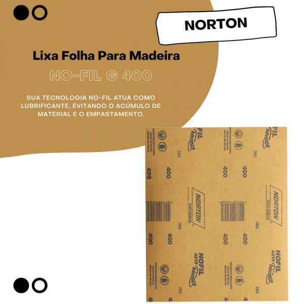 Lixa Folha Para Madeira NO-FIL G 400 Norton