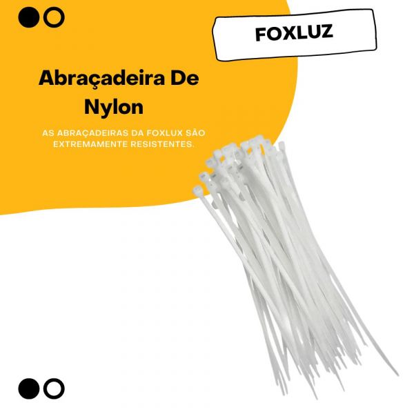 100 Unidades Abraçadeira de Nylon 4.8 X 200 Branca Foxlux