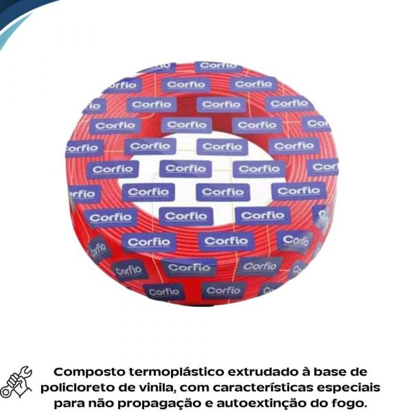 100 Metro Cabo Flexível 10mm Vermelho Corfio X0110-VM
