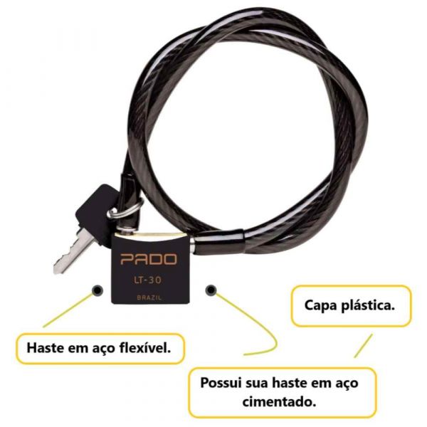 Cadeado Para Bicicleta Sm Lt-30mm Preto Pado