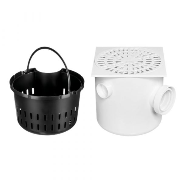 Caixa Sifonada de 250x250x75/100mm Quadrada com Grelha e Cesto Herc