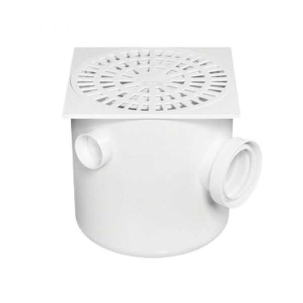 Caixa Sifonada de 250x250x75/100mm Quadrada com Grelha e Cesto Herc