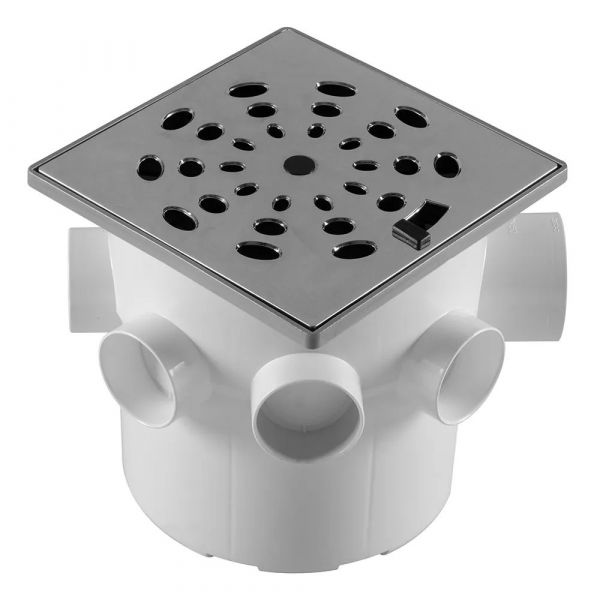 Caixa Sifonada Quadrada 15x15cm de 7 Entradas Cromada Astra