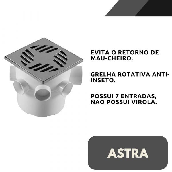 Caixa Sifonada Quadrada 7 Entradas 15x15 cm CS6 Astra