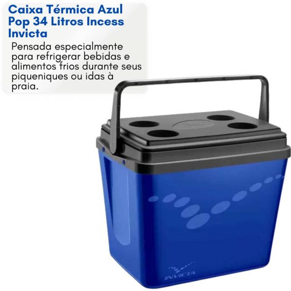 Caixa Térmica Azul Pop 34 Litros Incess Invicta
