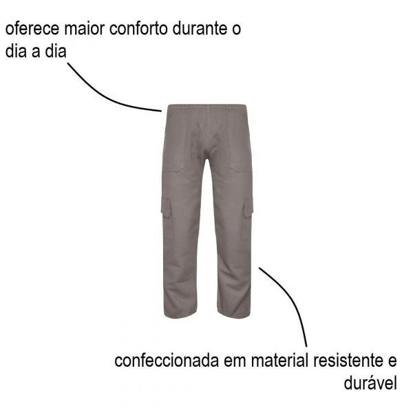Calça Masculina Profissional Cinza Tamanho G Ideal Work