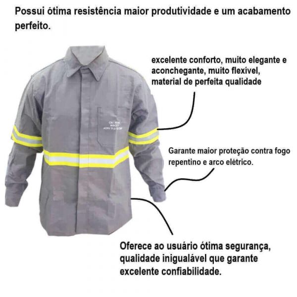Camisa Unifort Cor Cinza NR10 Tamanho GG Protefer