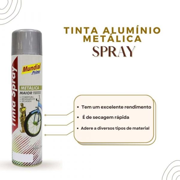Tinta Spray Alumínio Metálica 400ml Mundial Prime