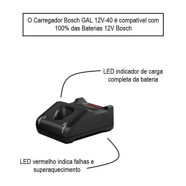 Carregador de baterias 12V GAL 12V-40 BIVOLT Bosch