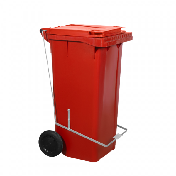 Carrinho Coletor de Lixo com Pedal Vermelho 120 Litros Lar Plásticos
