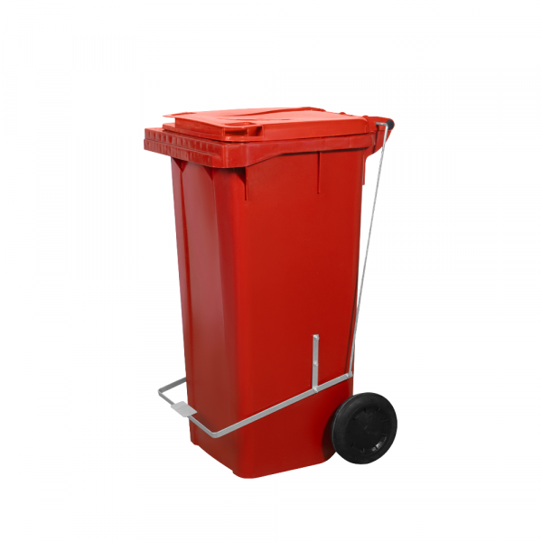 Carrinho Coletor de Lixo com Pedal Vermelho 120 Litros Lar Plásticos