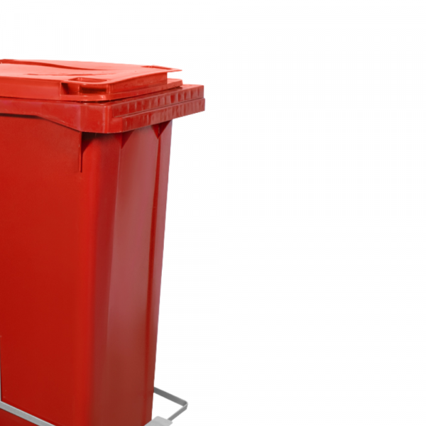 Carrinho Coletor de Lixo com Pedal Vermelho 120 Litros Lar Plásticos