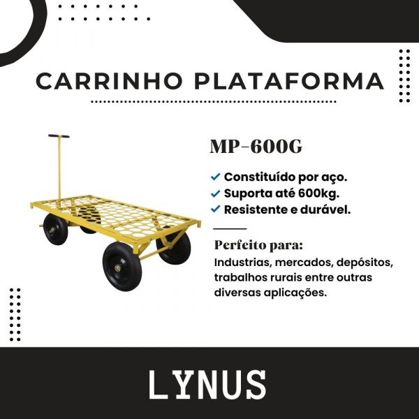 Carrinho Plataforma 600kg Grade De Aço Mp-600g Lynus
