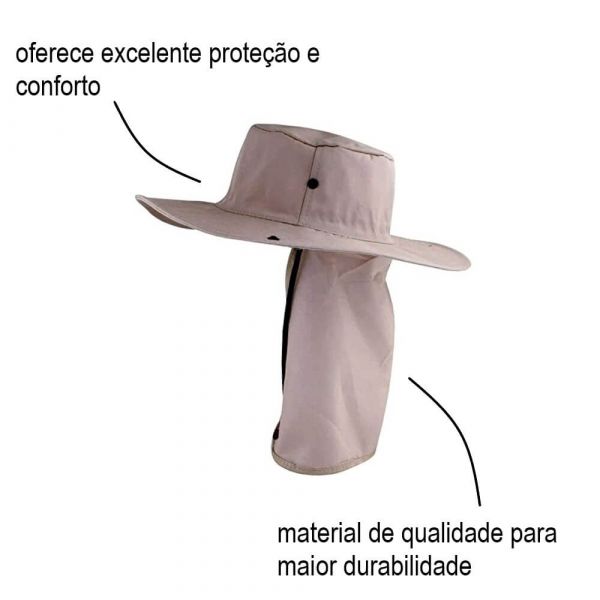Chapéu De Pano Bege Com Proteção De Pescoço Australiano Silvio